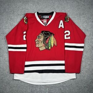 Reebok Duncan Keith Chicago Blackhawks Jersey Mens Size 52 3XL Red Fight Strap